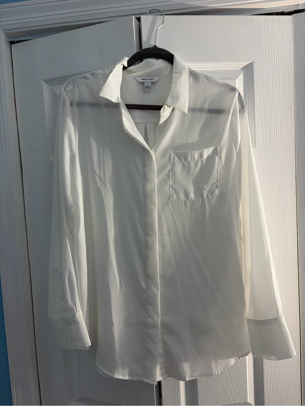 Nine West Men's Cream-White Button Front Dress Shirt